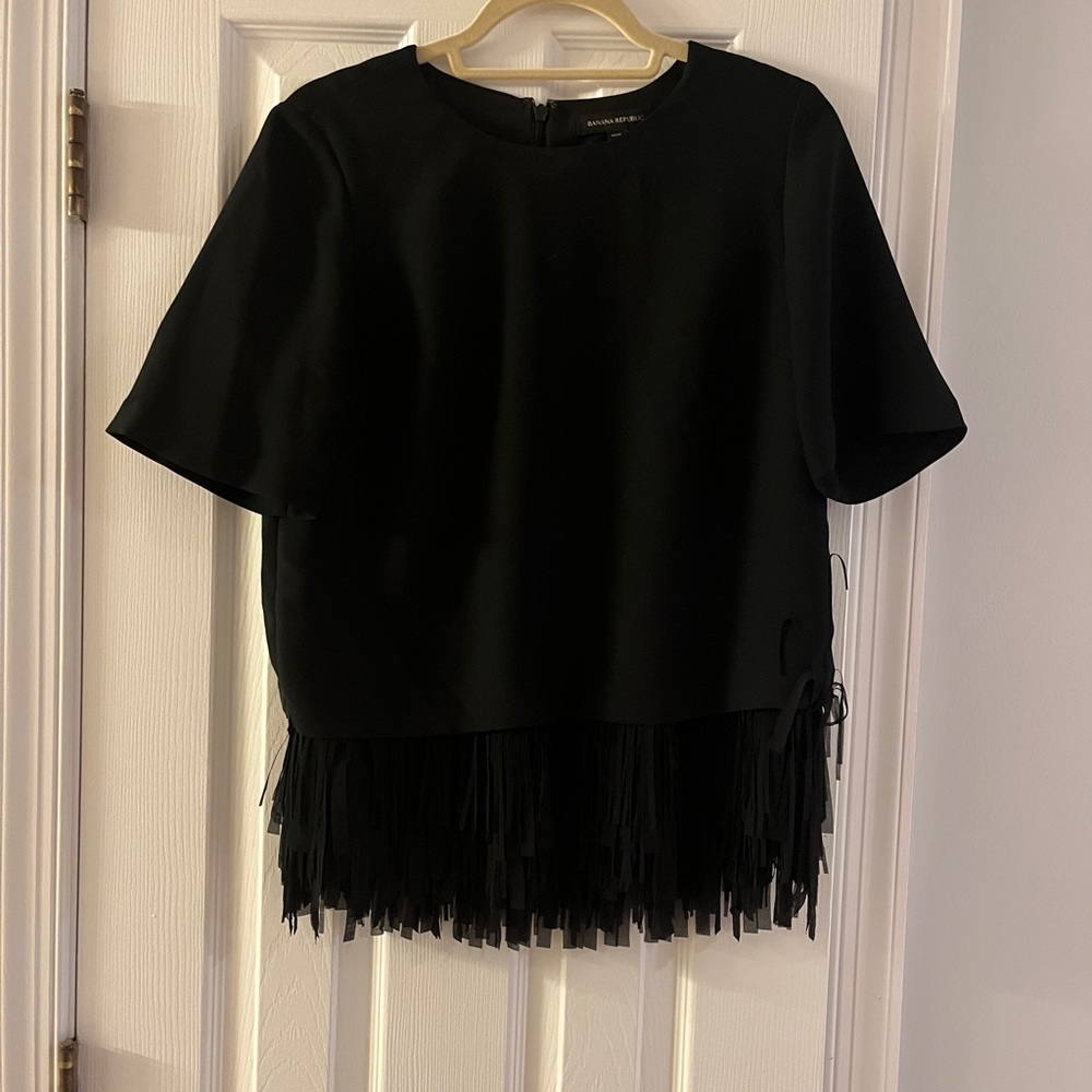 Banana Republic Black Fringe Top